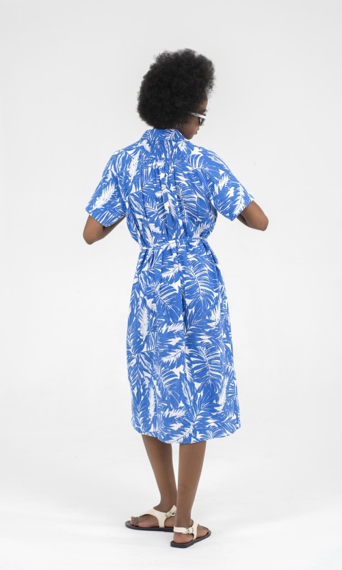 SIXDO Shirtwaist Raw Midi Dress